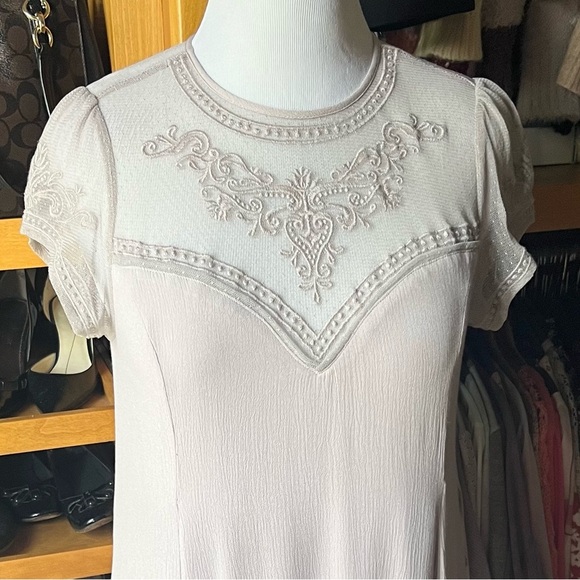 ⭐️BOGO FREE⭐️ MAURICE’S Sheer Top Trapeze Dress with Mesh Yoke Medium - Picture 4 of 12